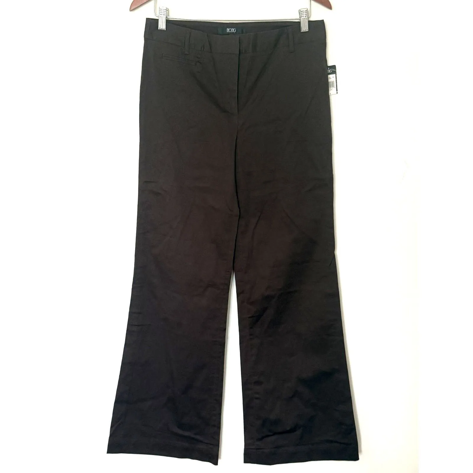 NWT BCBG Brown Twill Mid Rise Wide Leg Cotton Pants Y2K Minimalist Style Sz 8 - Image 2