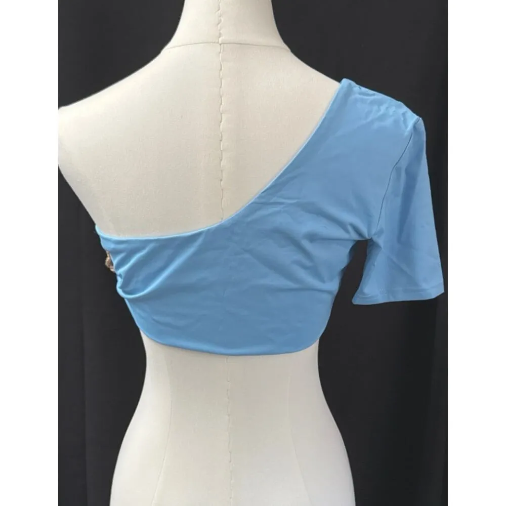 FP Toast Swim One Shoulder Crop Bikini Top Sky Blue Sz Sm - Image 3