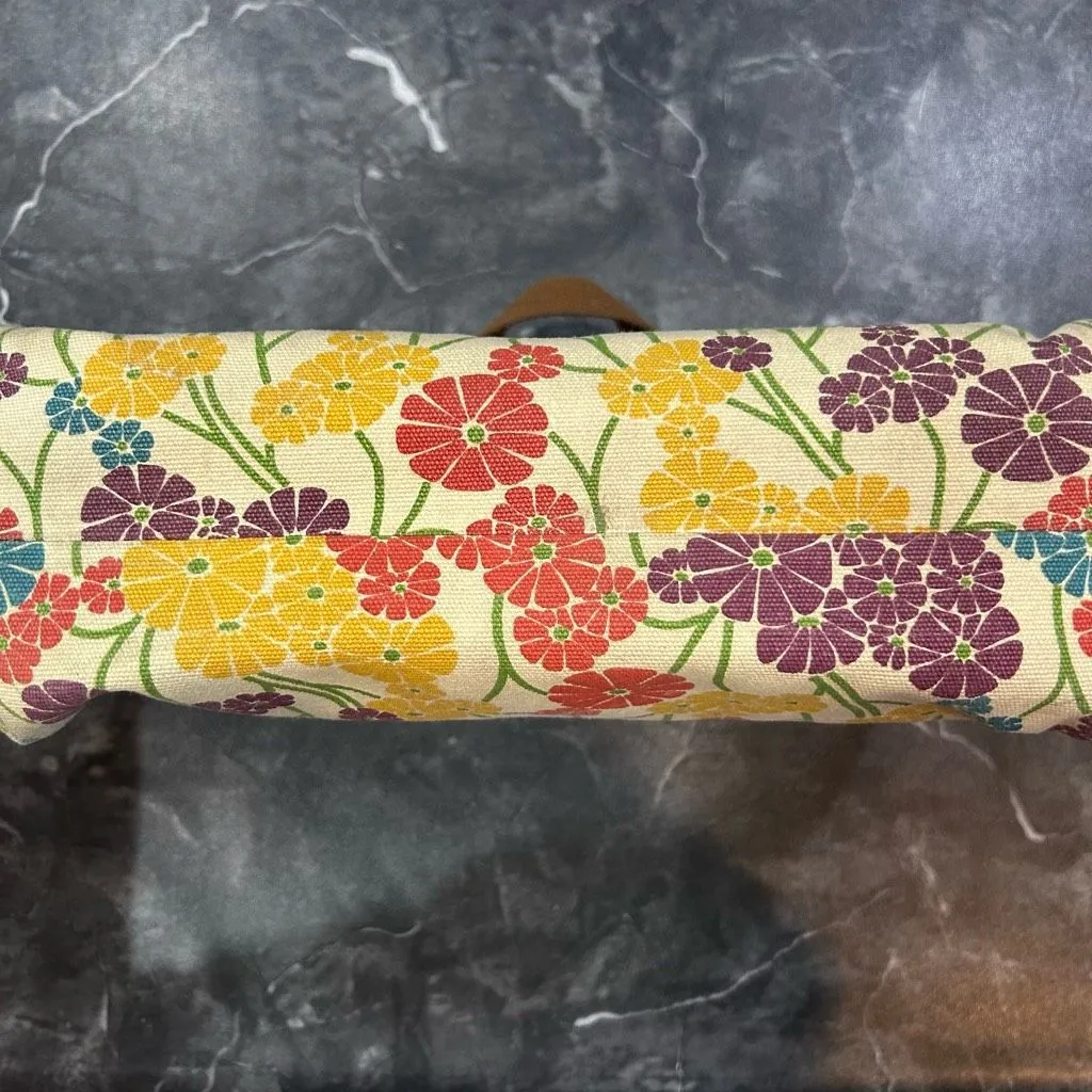 Vintage Fossil Floral Cream Green medium Carrying Bag Purse - Image 3