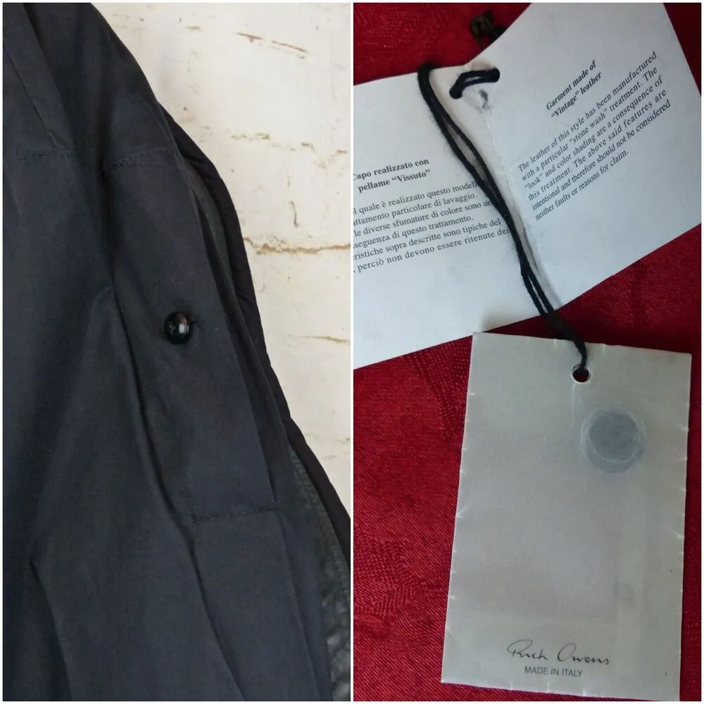 Rick Owen Distress Lamb Leather Jacket Women 6US Black Open Front Goth Y2K FLAWS Size 6 - Image 15