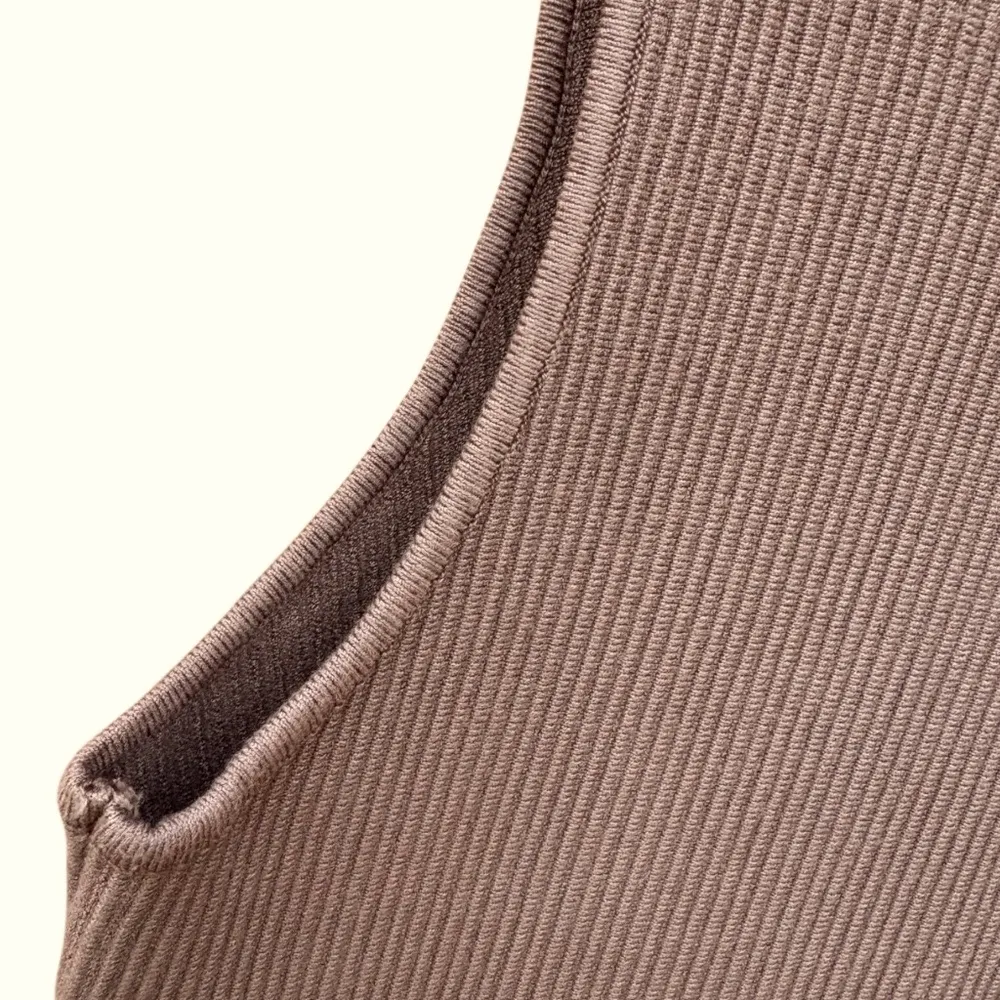 House of Harlow 1960 Plunge Ribbed Knit Bodycon Dress Tan Size M - Image 6