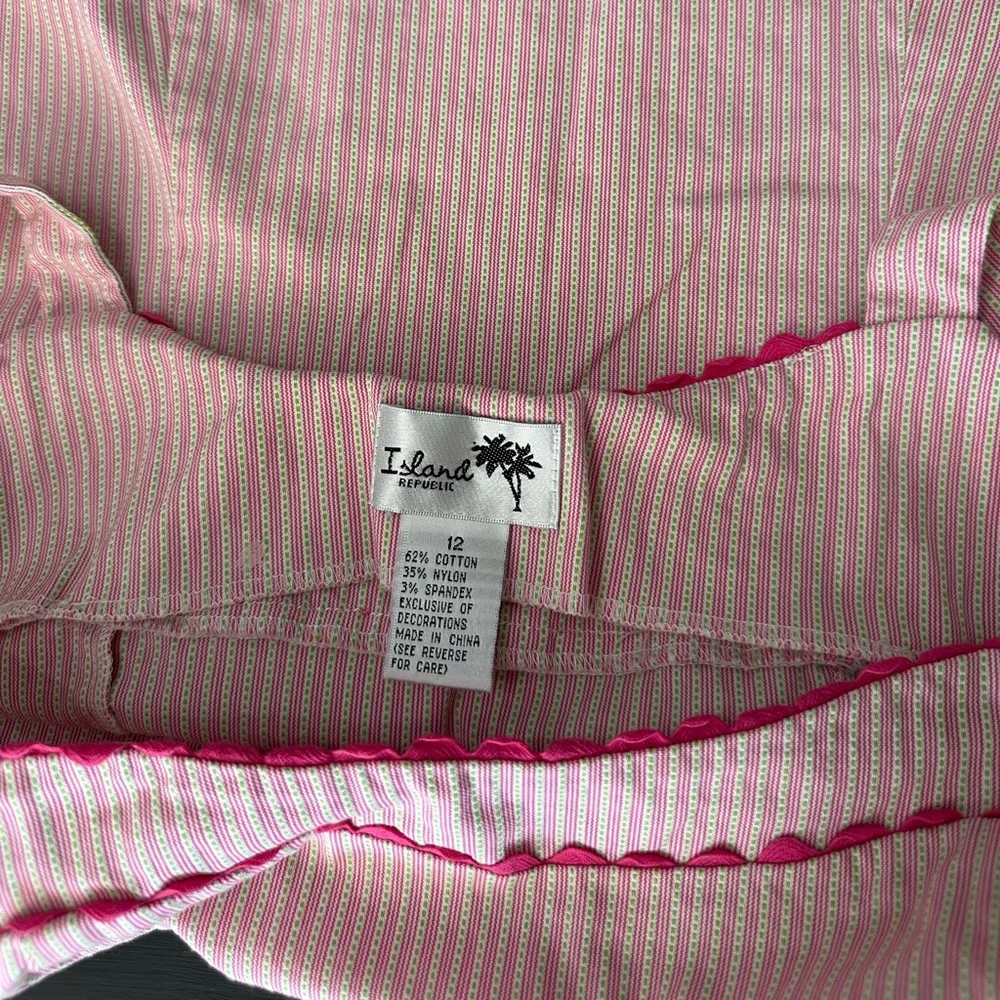 Island Republic Tropical Pink green set straight capris size 10 Red - Image 9