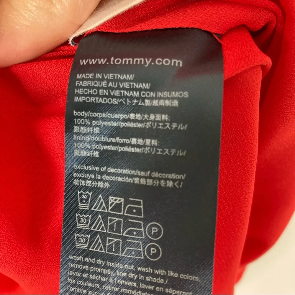 Tommy Hilfiger | Solid Red Bell Sleeve Dress Ribbon Back XXS - Image 5