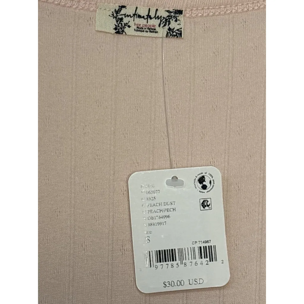 Free People X Intimately FP End Game Pointelle Baby Tee In Peach Small New Women - Image 7
