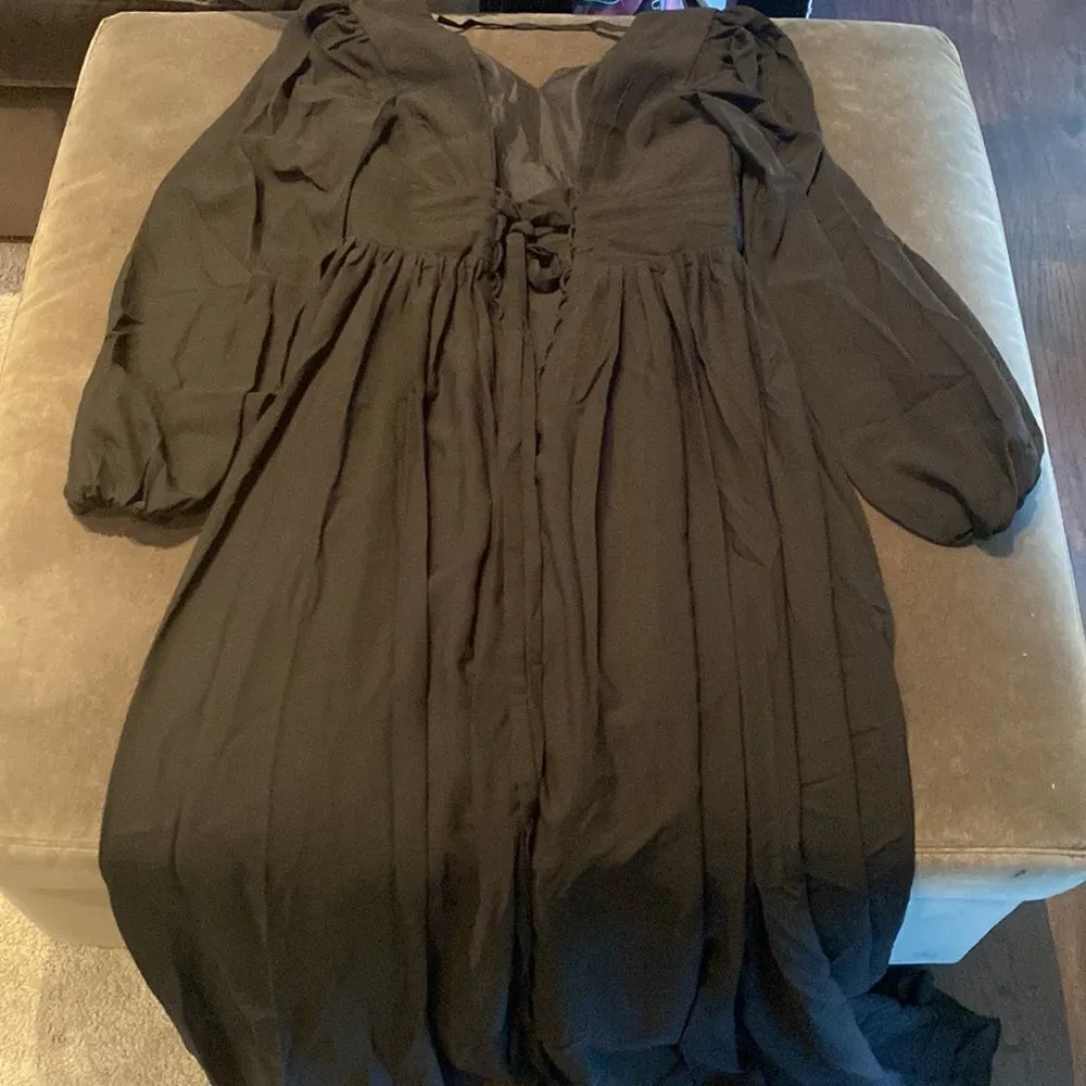 Women’s Black Full Length Chiffon V - Image 13