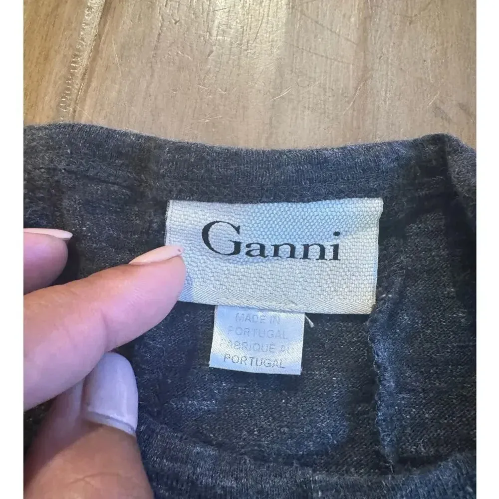 Ganni Womens Fit and Flare Midi Jersey Dress Scooped Neck Minimalist SIZE XS/S - Image 3