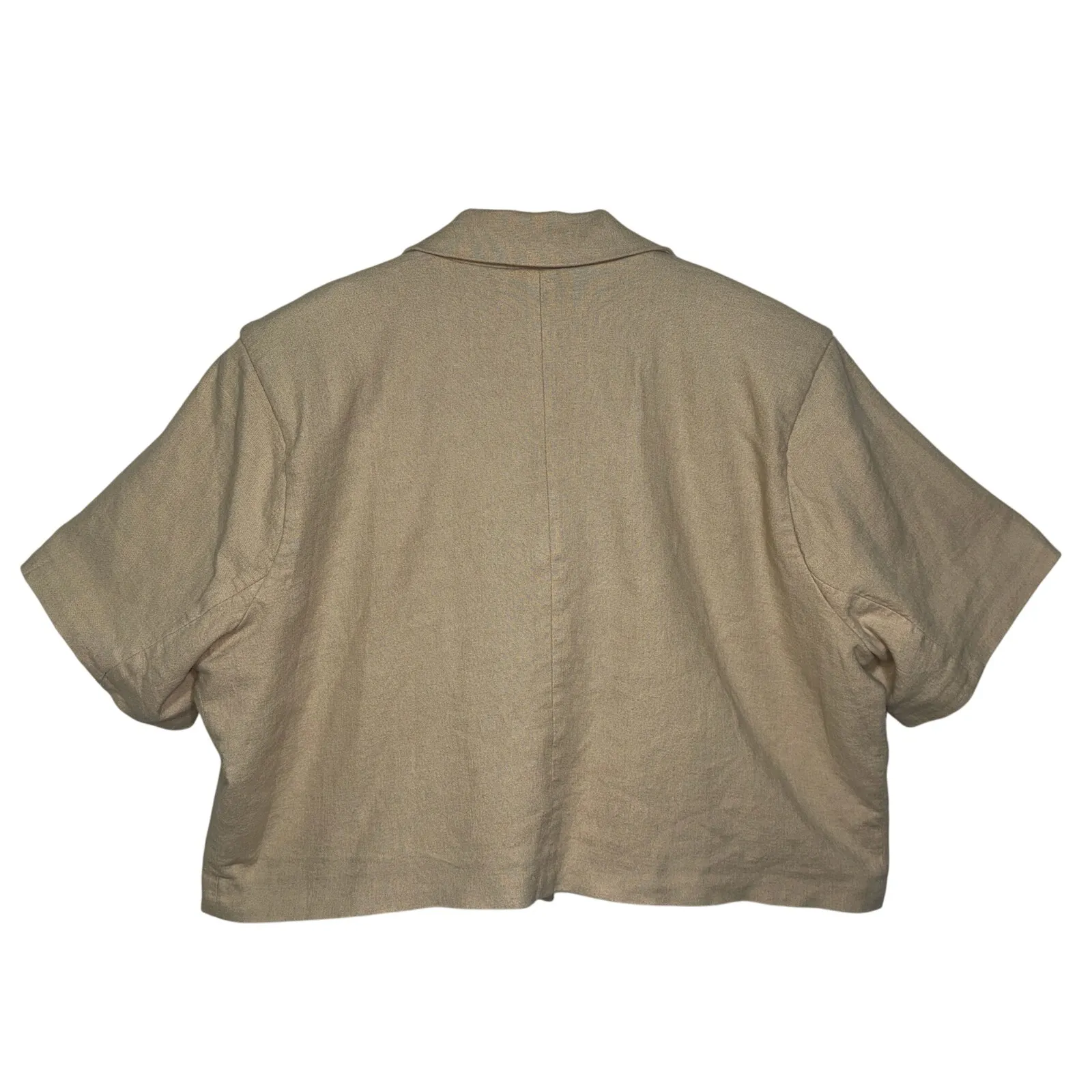 Abercrombie & Fitch Tan Linen Cropped Short Sleeve Blazer Suit Jacket Womens XL - Image 2