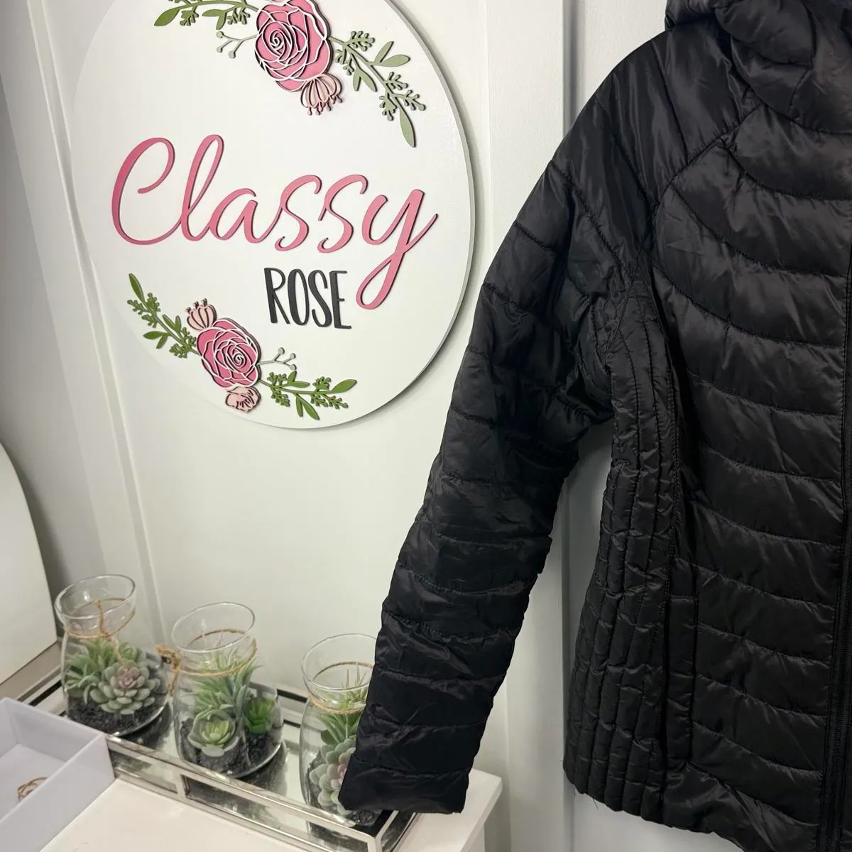 Cute Black Puffy Coat Size S - Image 2