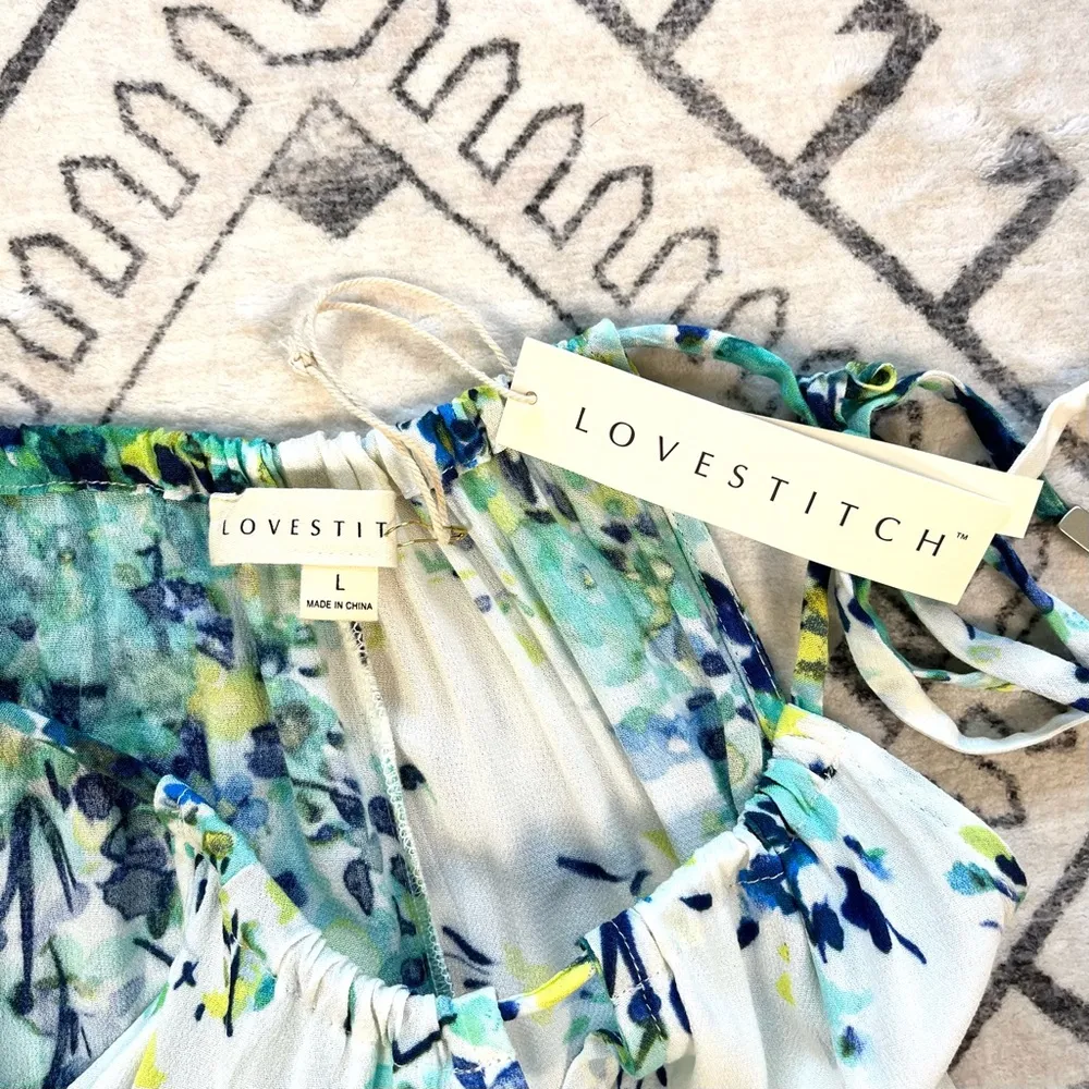 Lovestitch Halter Smocked Waist Floral Maxi Dress Large - Image 11