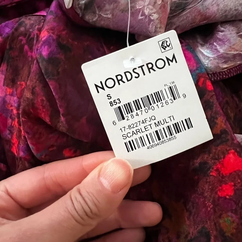 NWT RONNY KOBO Lula Silk Floral Draped Bow Burgundy Mini Dress Sz S Red - Image 7