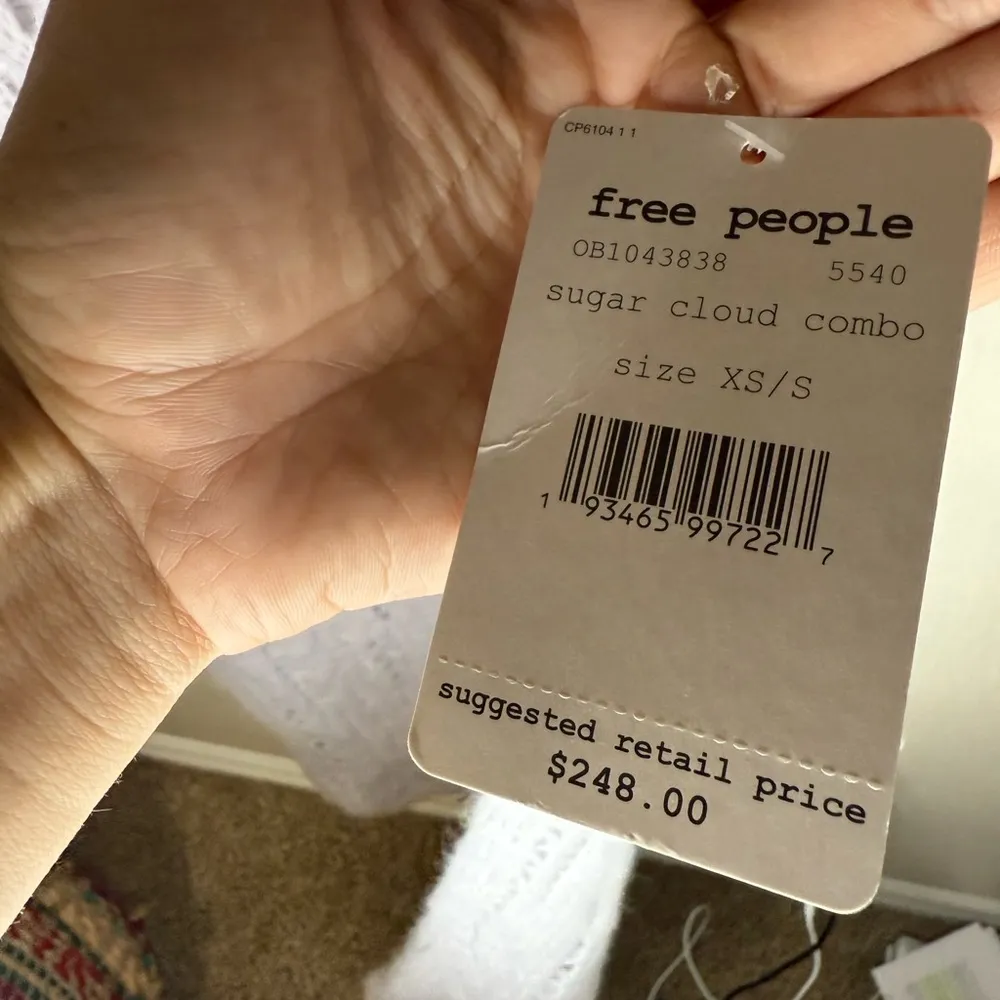 New NWT Free People Pirouette Knit Cowl Neck Long Tunic Sugar Cloud Combo wool - Image 4