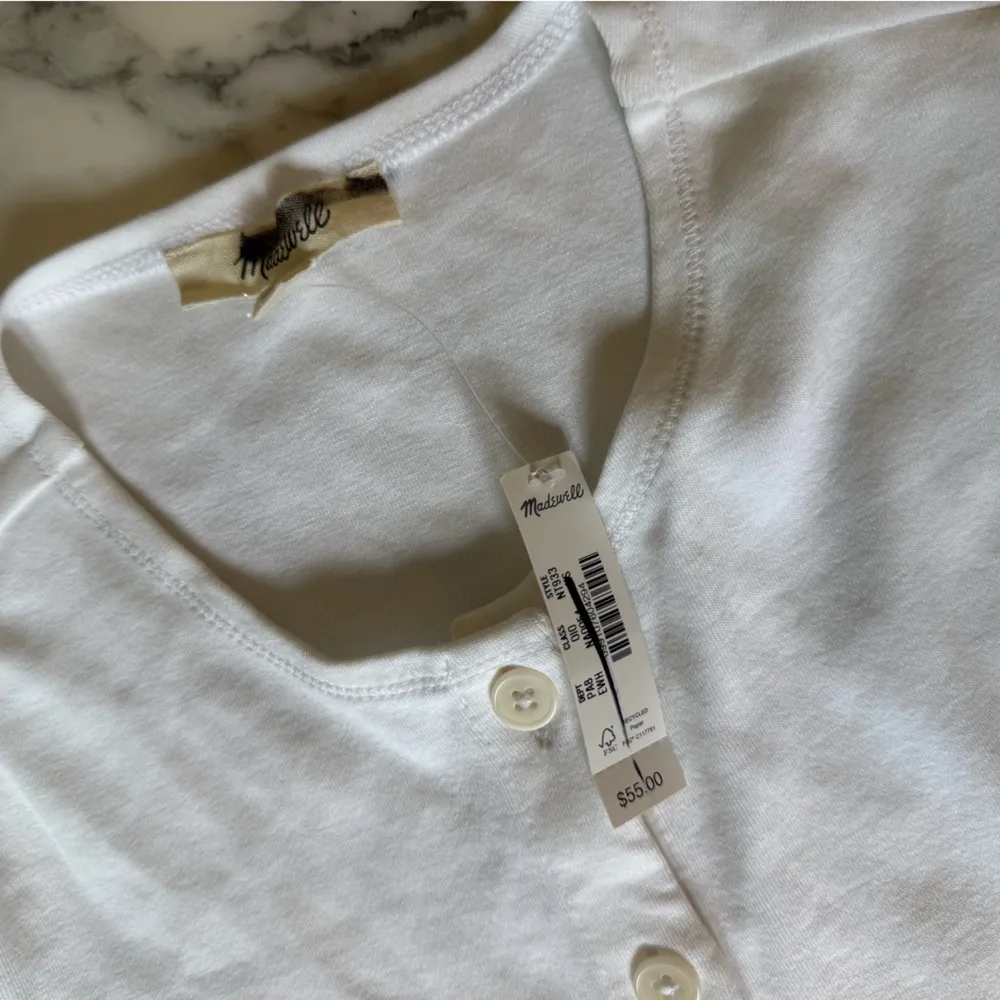 NWT Madewell Ribbed Button-Front Cardigan Size XS in white cotton casual preppy - Image 6