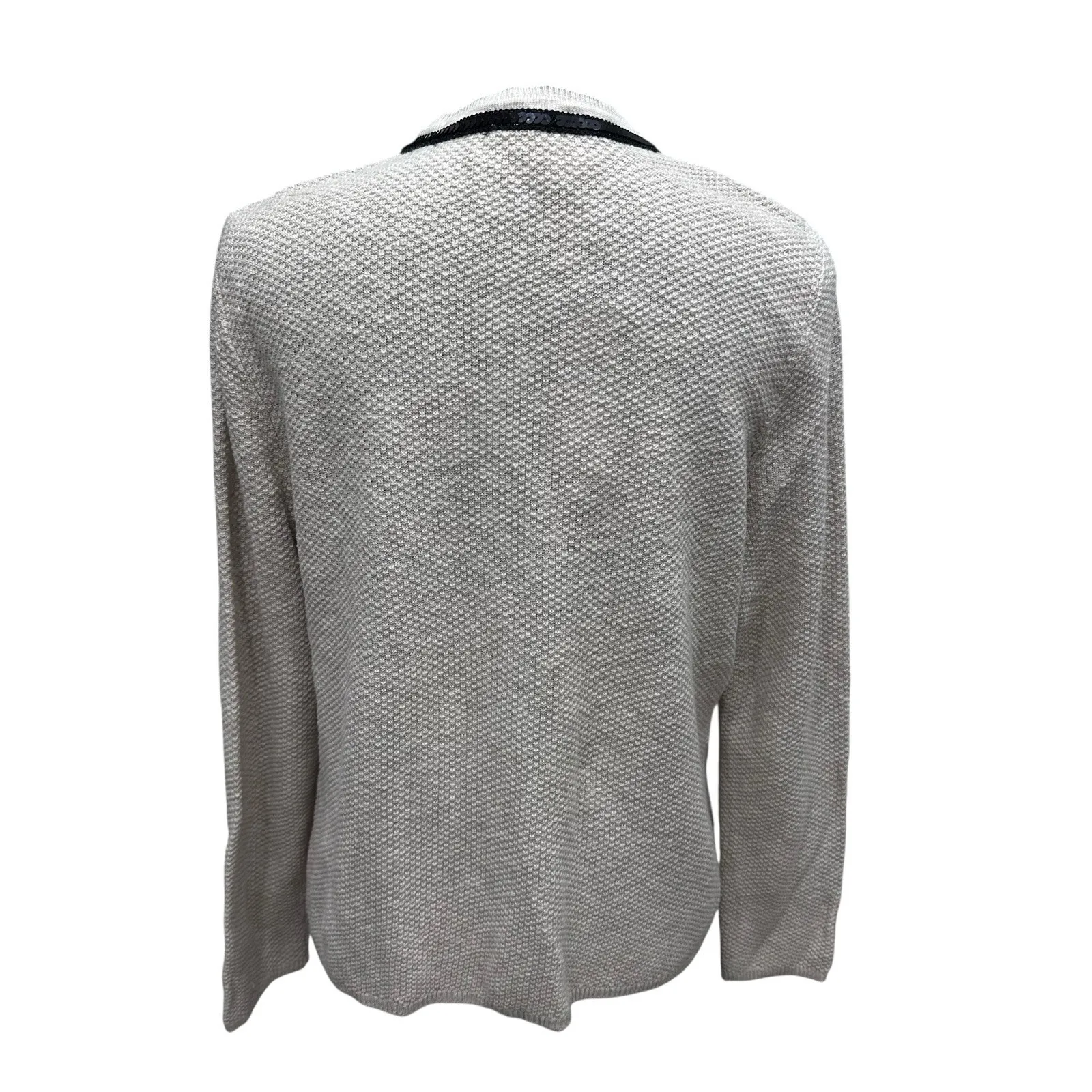 Chico's‎ Beaded Seed Stitch LS Cardigan Sweater, Beige, Sz. 2 (L 12/14) NWT $119 - Image 6