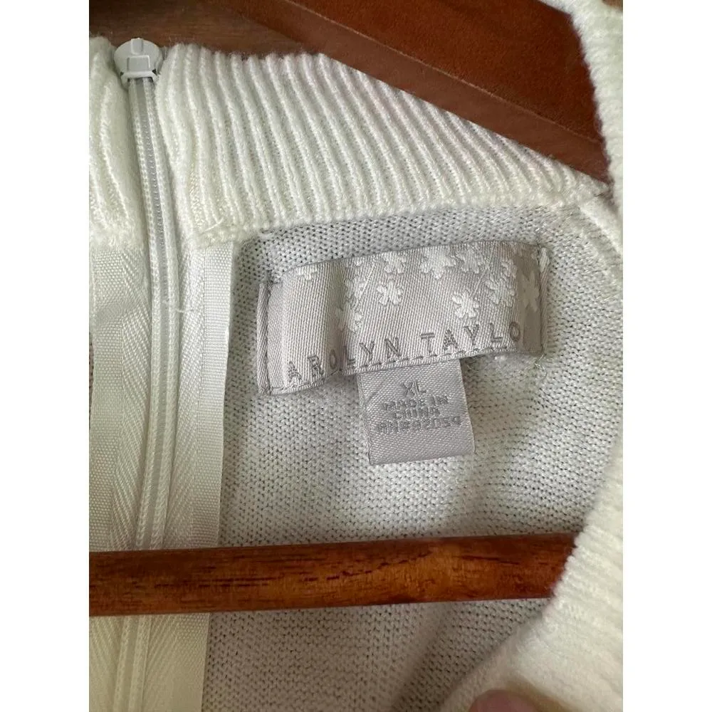 Carolyn Taylor Cream Crewneck Lightweight Sweater Zipper Back Women’s size XL - Image 6