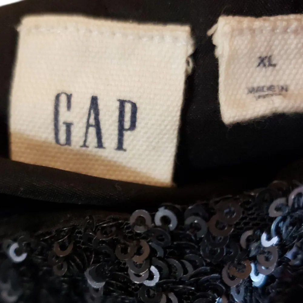 Vintage Y2K GAP Black and Blue Sequin Mock Neck Dress - Image 4