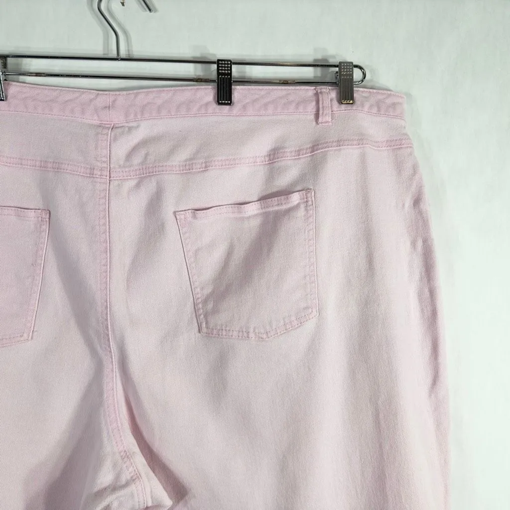 Woman Within Plus Size 32W Capri Jeans Light Pink High Rise Natural‎ Fit 818 - Image 8