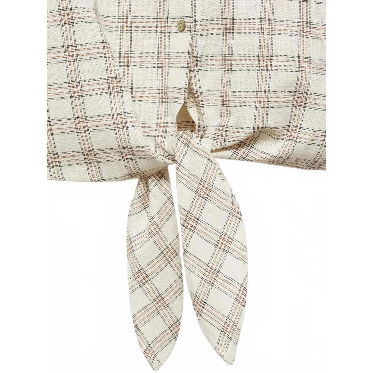 Mango Gingham Check Crop Top Ecru Beige Tan NWT Size 4/Small - Image 2