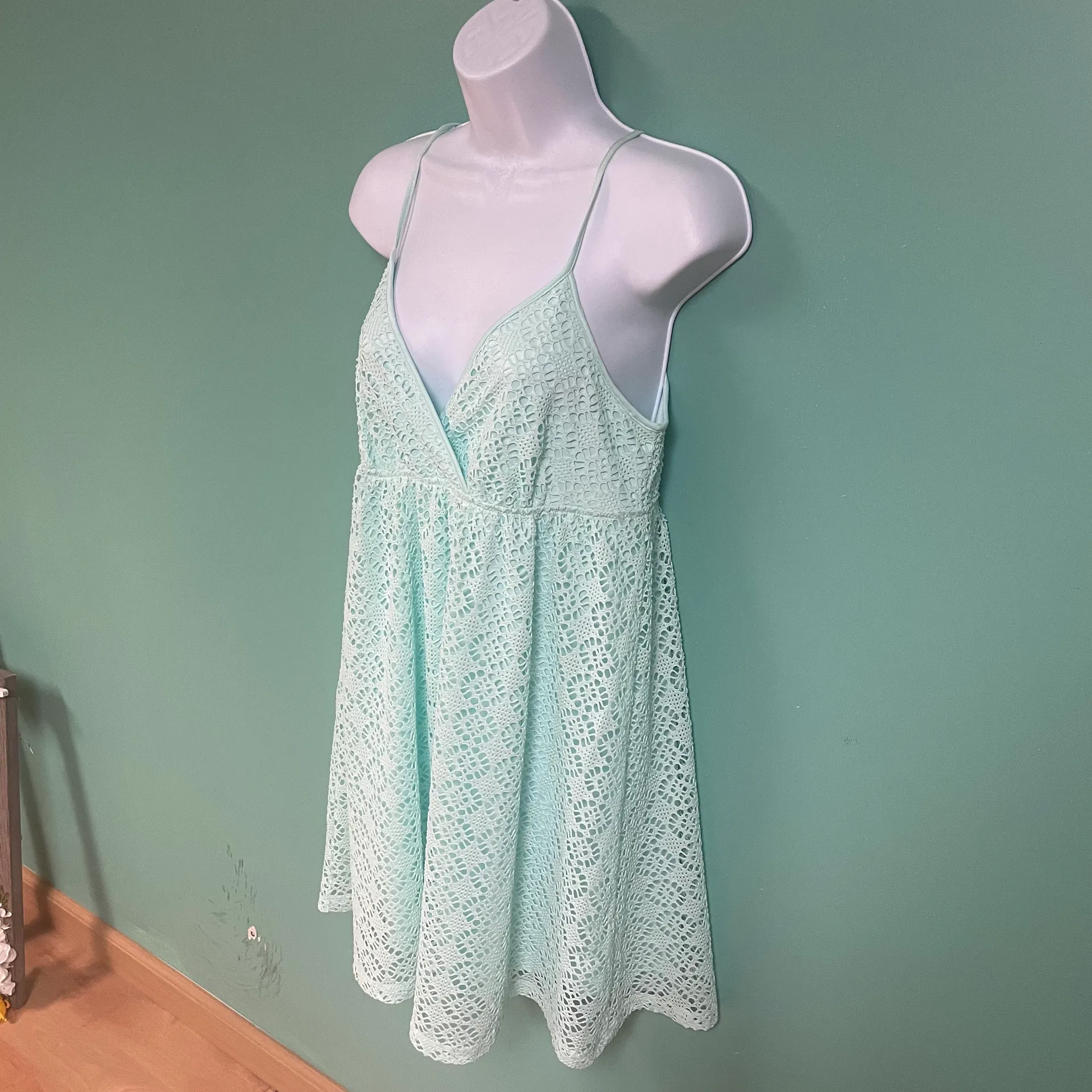 Mint Crochet Babydoll Summer Dress - Image 3