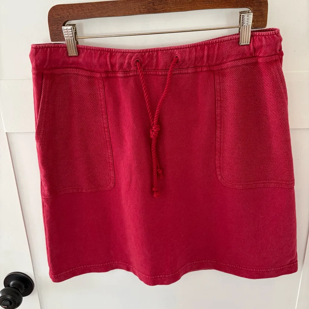 J. Jill Cotton Terry Pull On Elastic Skirt. Size Medium. Red - Image 2