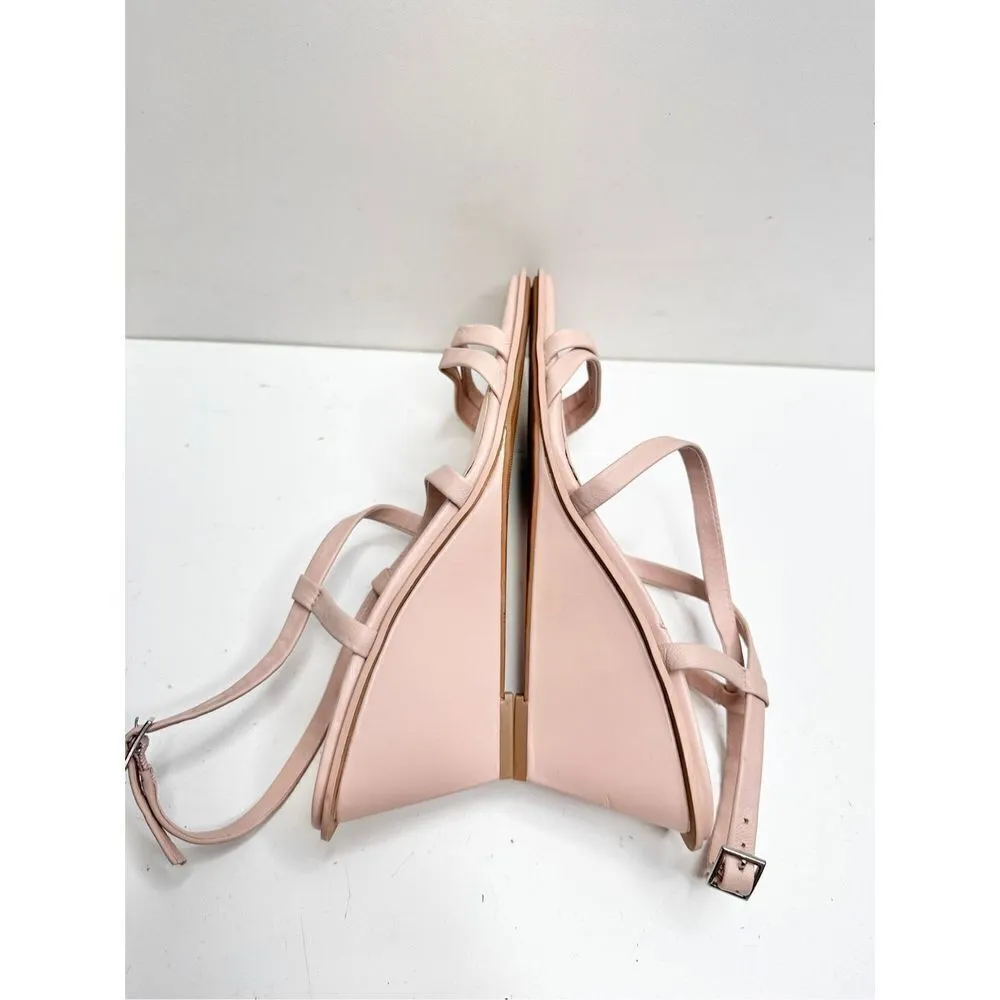 Caslon Sandals Womens Size 7.5 Pink Leather Paola Wedges - Image 6