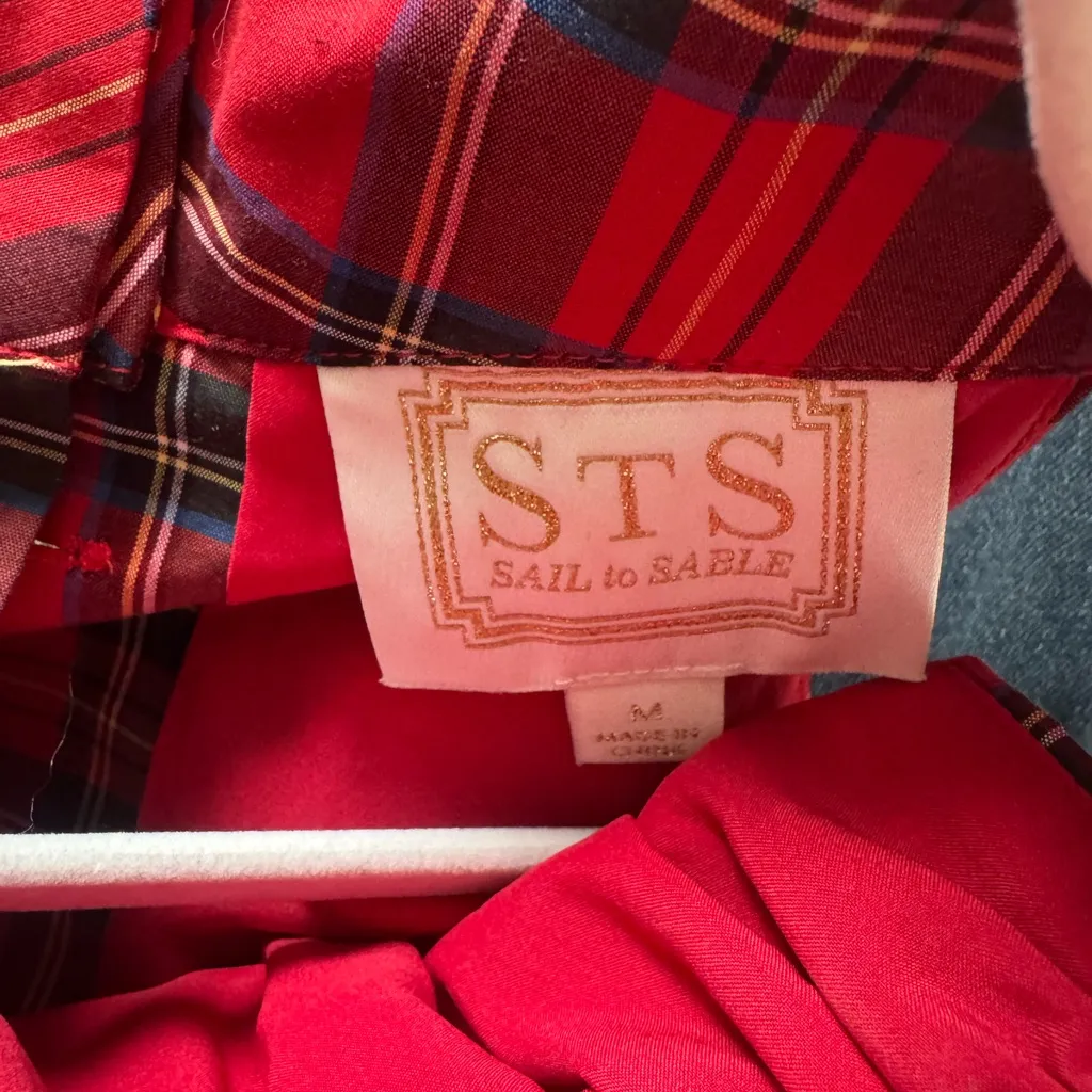 Sail to Sable Red Plaid Button-Back Blouse - Image 4