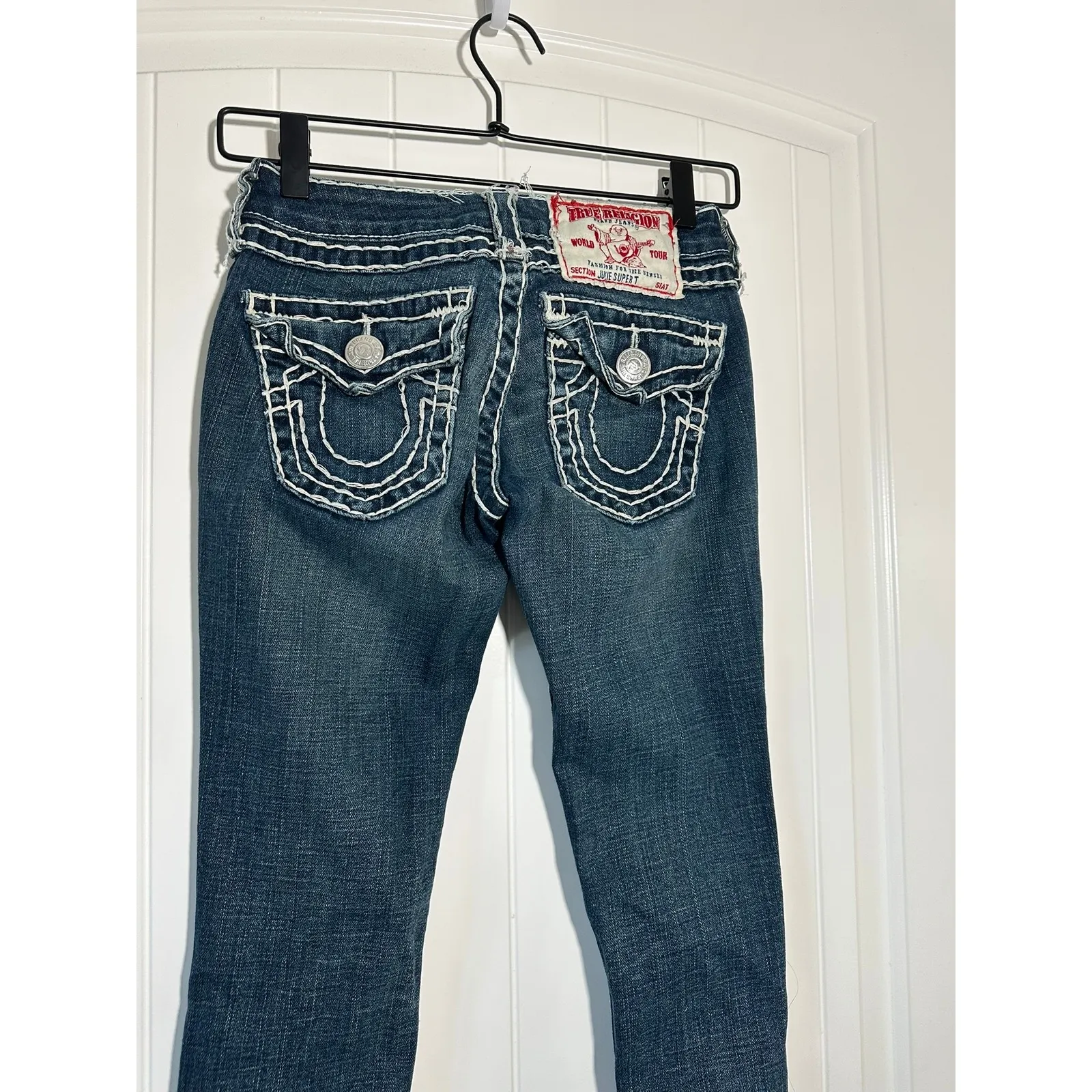 Vintage Y2K‎ True Religion Julie T White Stitching Low Rise Skinny Jeans Size 26 - Image 5