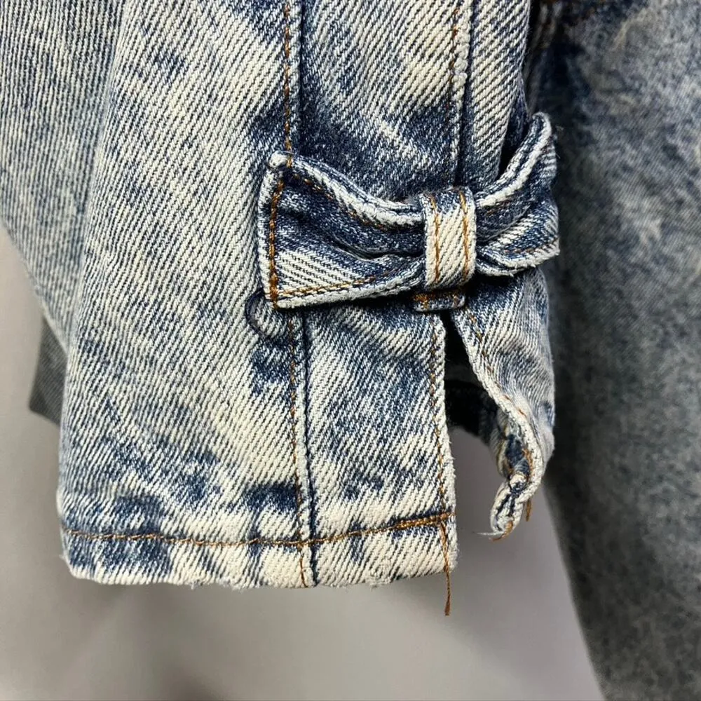 Vintage 80's Chic Acid Wash High Waisted Taper Mom Jeans Size 7 Tall Retro USA Blue - Image 5