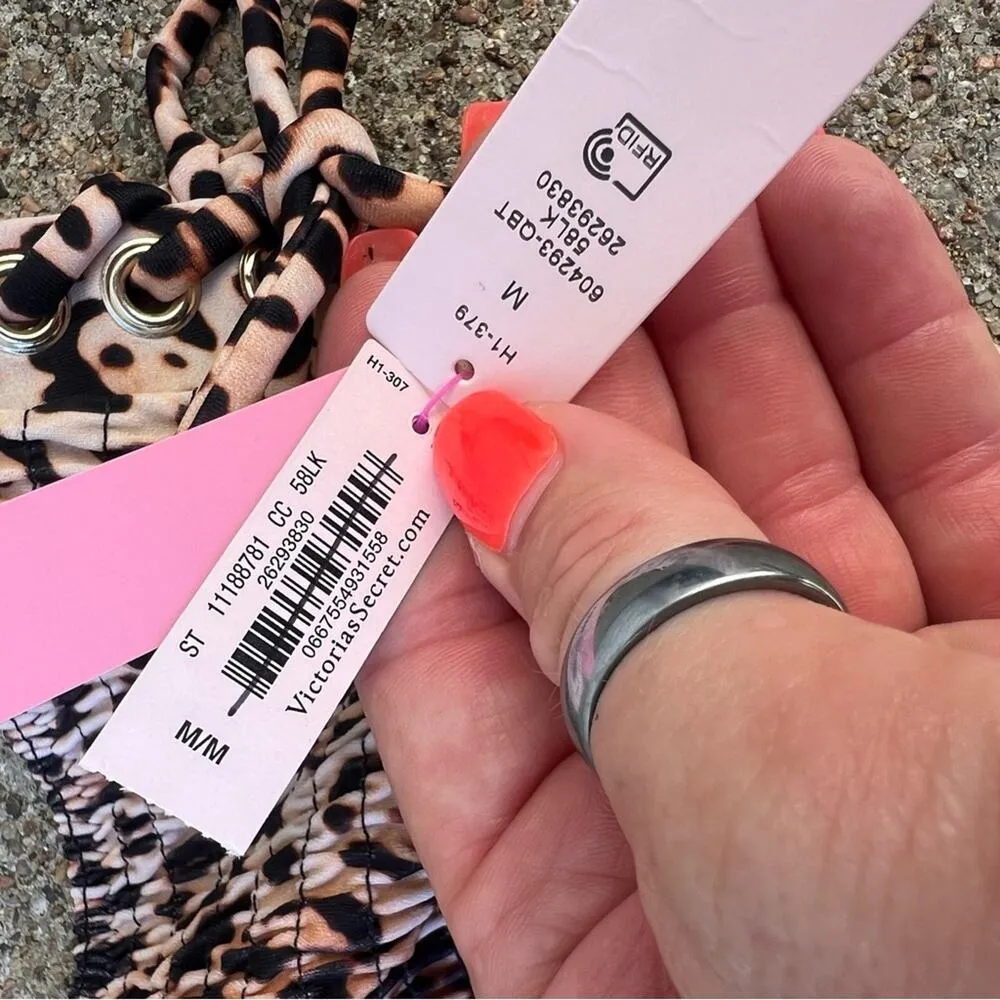 Victoria’s Secret High Leg Lace Up Side Tie Leopard Bikini Bottoms NWT MEDIUM - Image 4