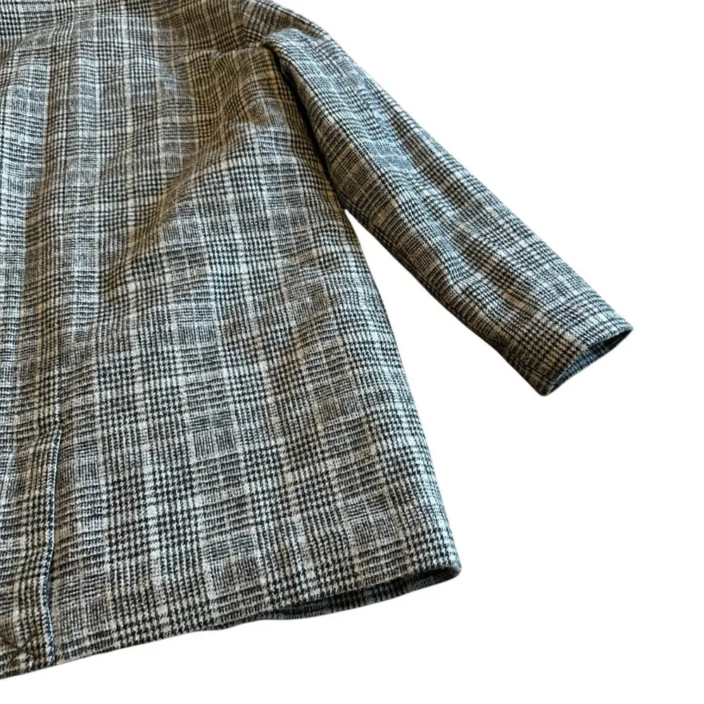 Oak + Fort Grey Black Plaid Wool Blend Jacket Button-Down Size Small Women's - Image 8