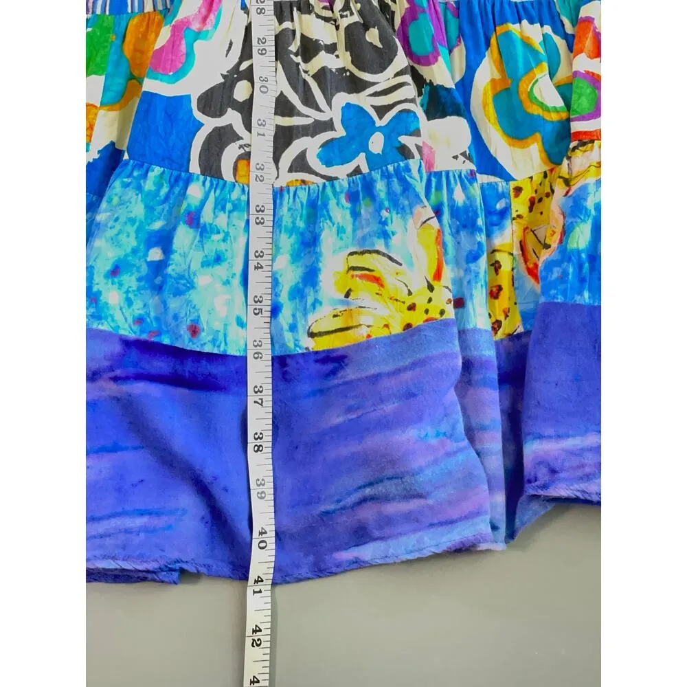 Jams World Vintage Floral Pasa Pasta Scoop Neck Tiered Dress Artsy Size Medium - Image 10