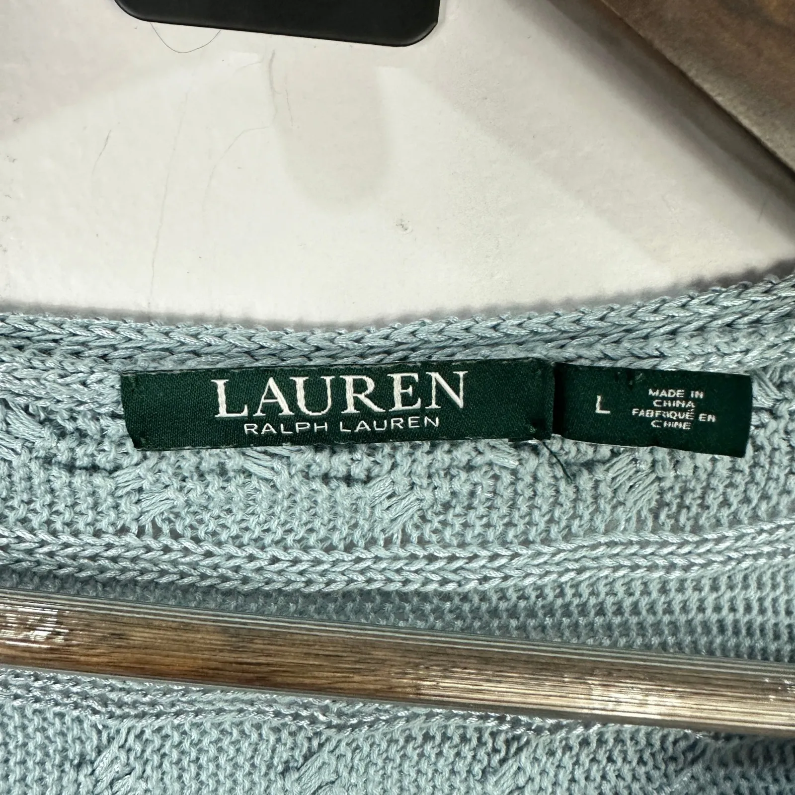 Lauren Ralph Lauren L Blue Cable Knit Sweater Tunic Coastal Quiet Luxury Preppy - Image 2