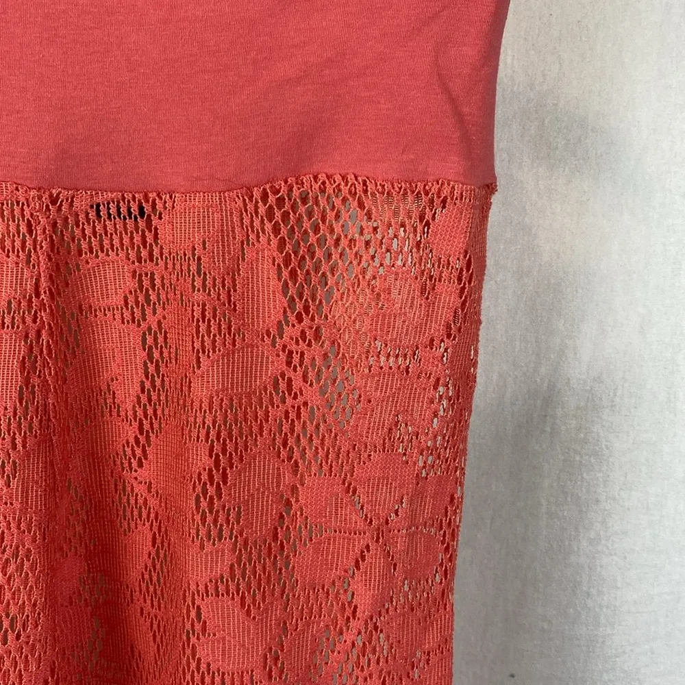 Raviya Coral Orange Sheer Crochet Lace Palazzo Wide Hem Pants L Size L - Image 3