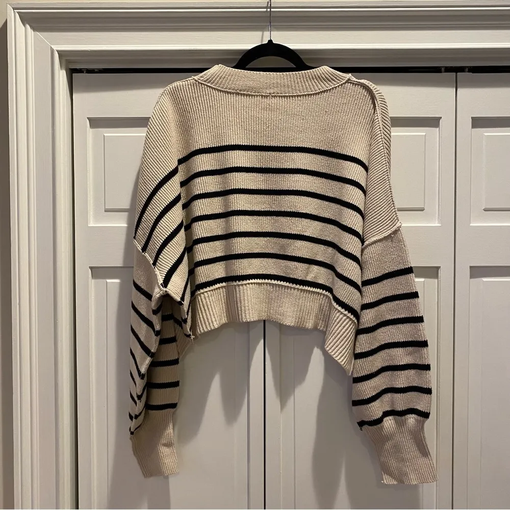 Free People Easy Street Cropped Striped Pullover Oversized Sweater | Size XL - Image 12