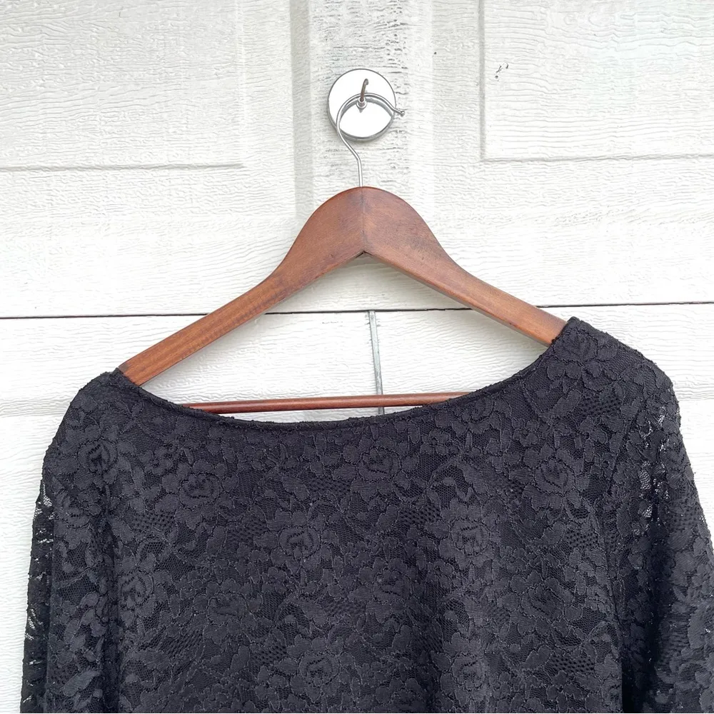 Lane Bryant Womens Shirt Crop Top Black Lace 3/4 Sleeve Plus Size 26/28 - Image 5