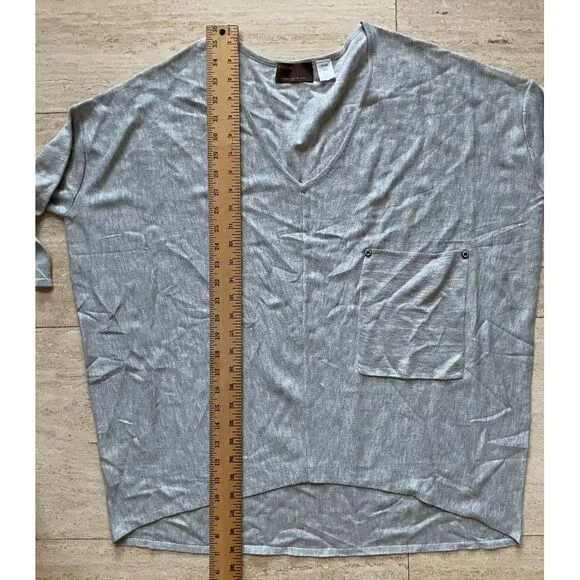 Kerisma Grey V-Neck Oversized Pocket Top Casual Knit Sweater S/M - Image 4