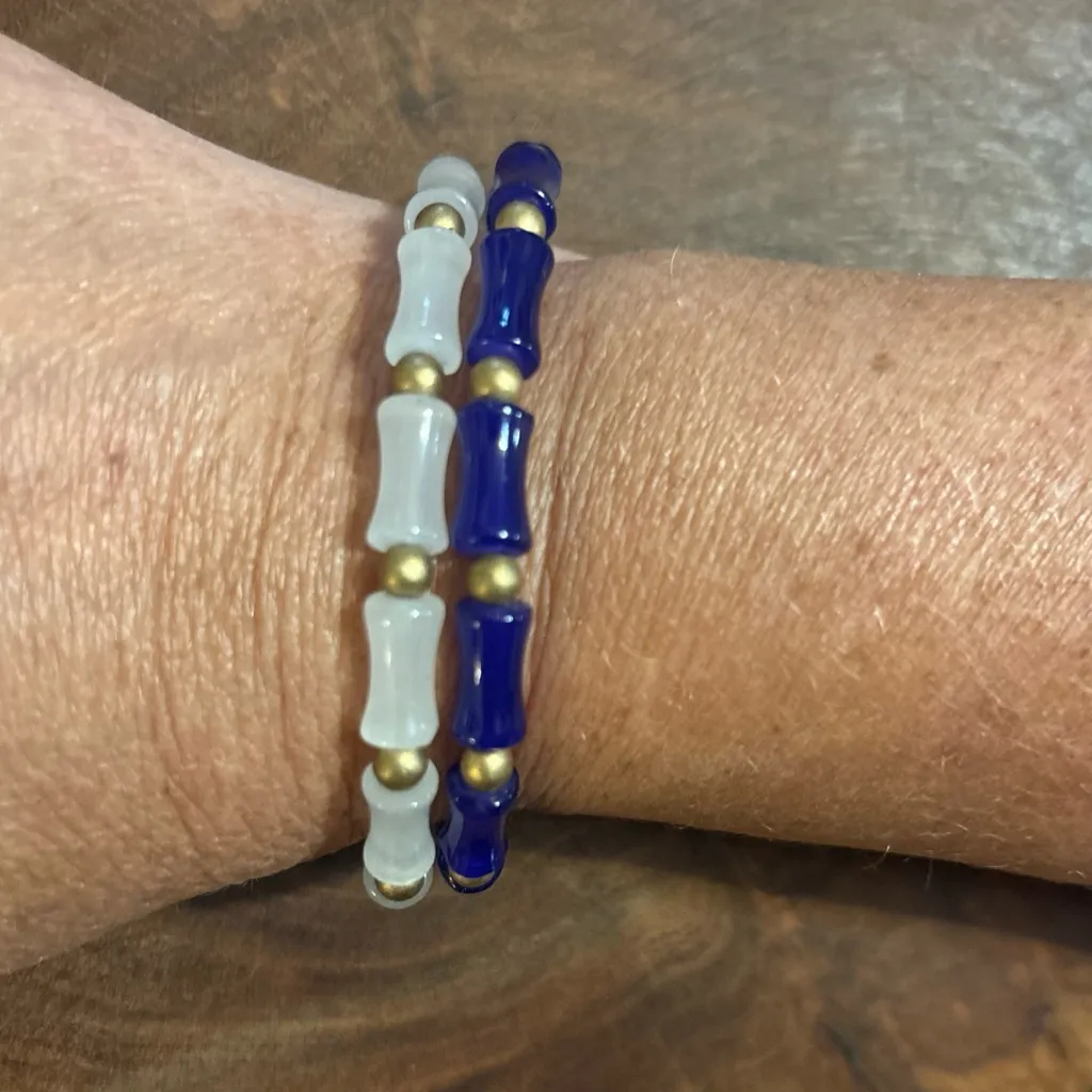 NWT Bamboo Beaded Bracelet Set White - Image 2