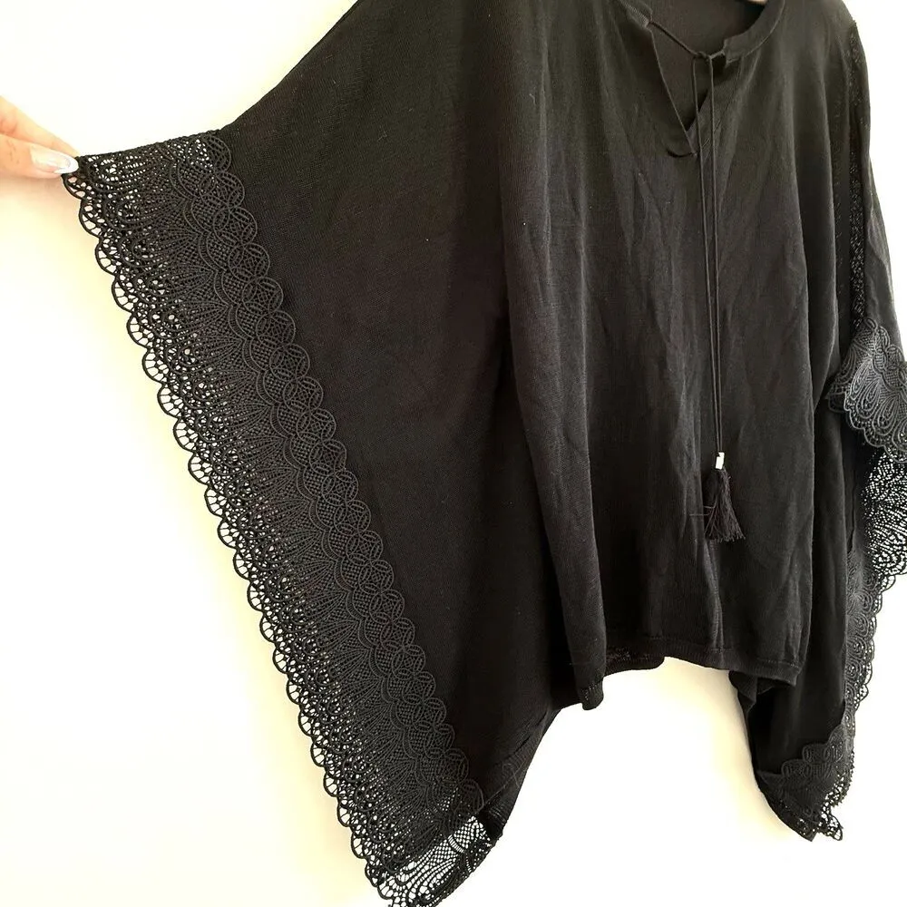 White house black market women V neck pullover sweater butterfly poncho size S - Image 5