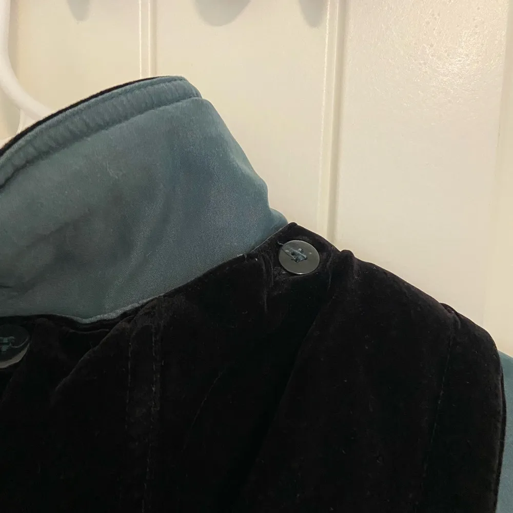 Vintage FS Limited women’s teal black velvet removable hood zip soft coat 2X‎ Blue - Image 7