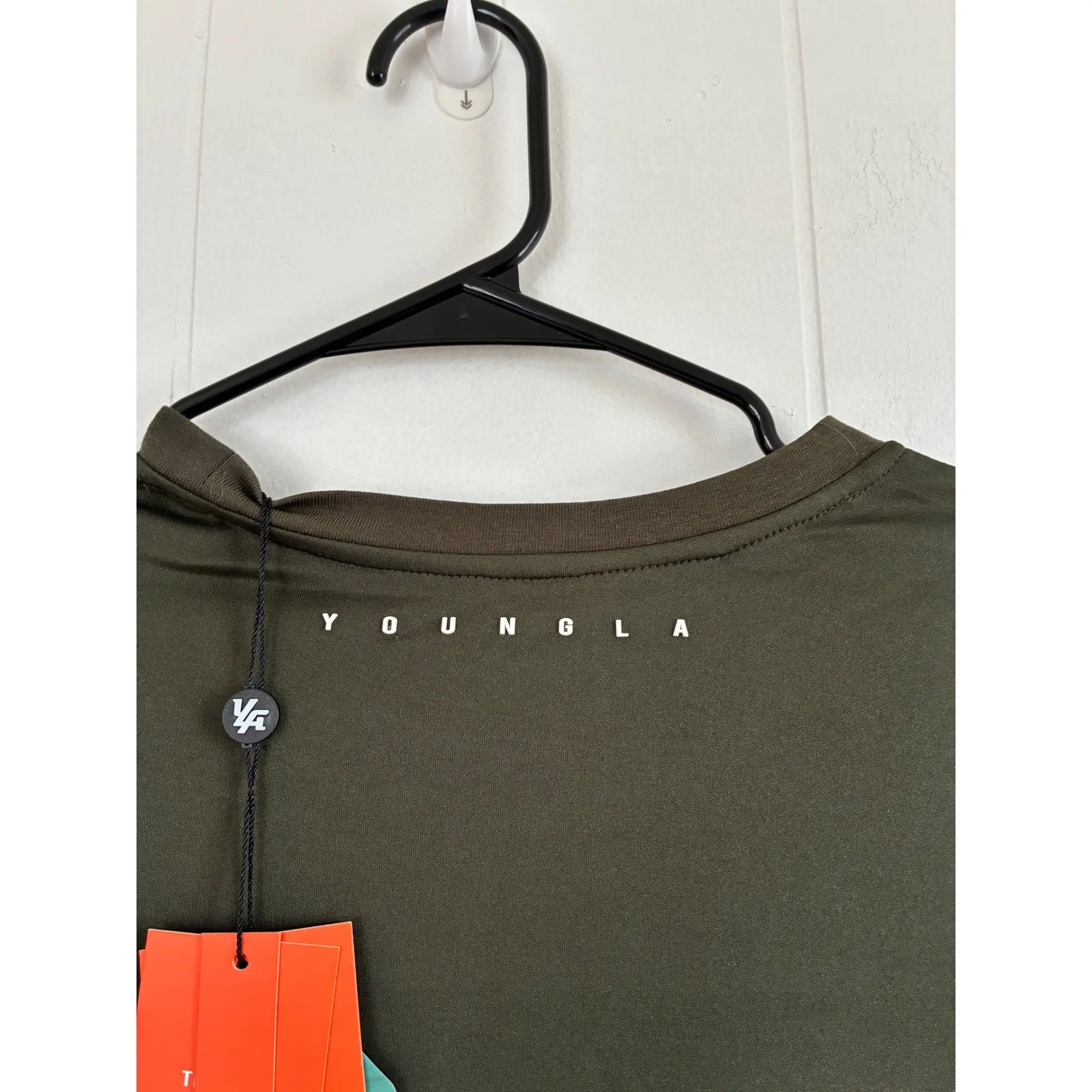 NWT YOUNGLA Olive Green Long Sleeve Athletic T Shirt Women's Medium - Image 2