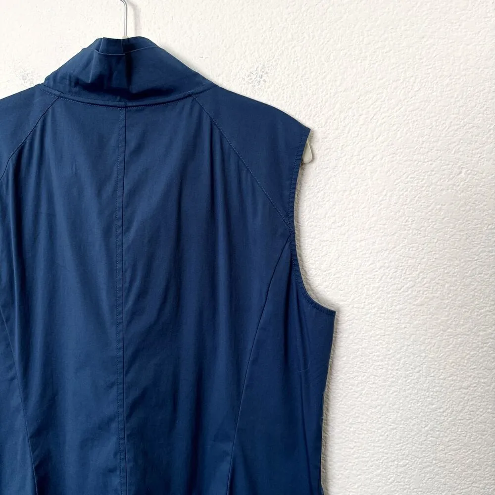 [Lafayette 148] Blue Ruffle Collared Sleeveless Button Down Work Blouse Size 14 - Image 6