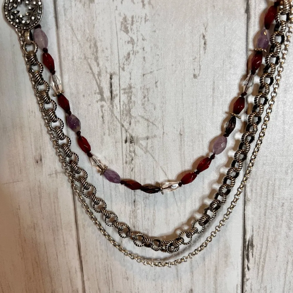 Lucky Brand 3 Strand Leather Chain Necklace - Image 2