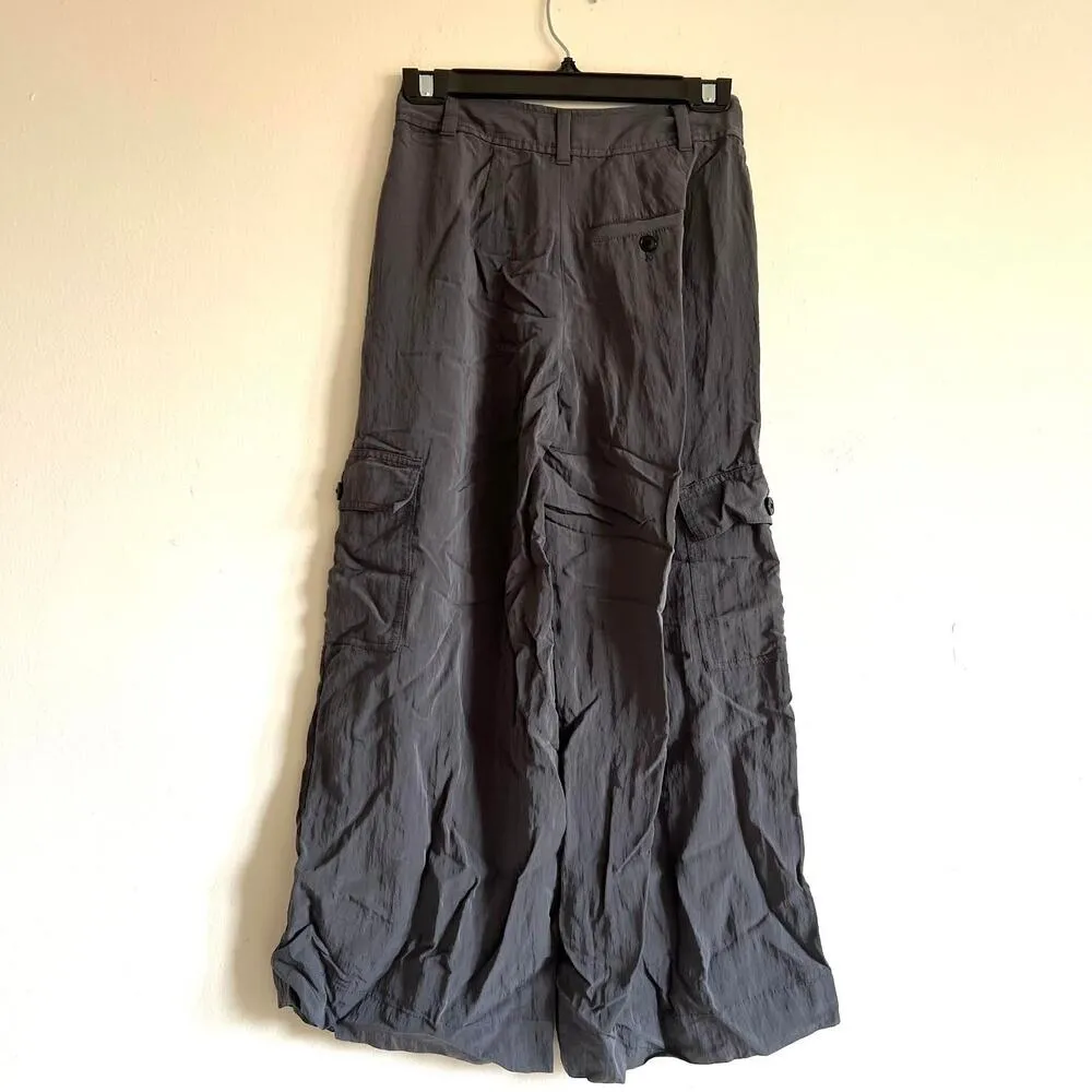Madewell the petite harlow wide-leg cargo pant size 00P gray viscose - Image 4