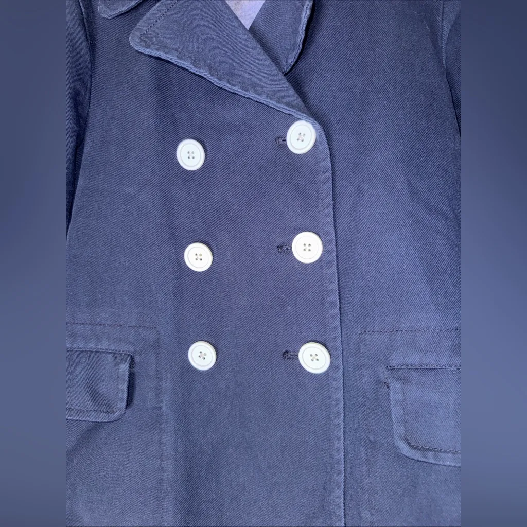 J. Crew‎ Navy Cotton Twill Peacoat  White Button Coastal Core Size 4 - Image 3
