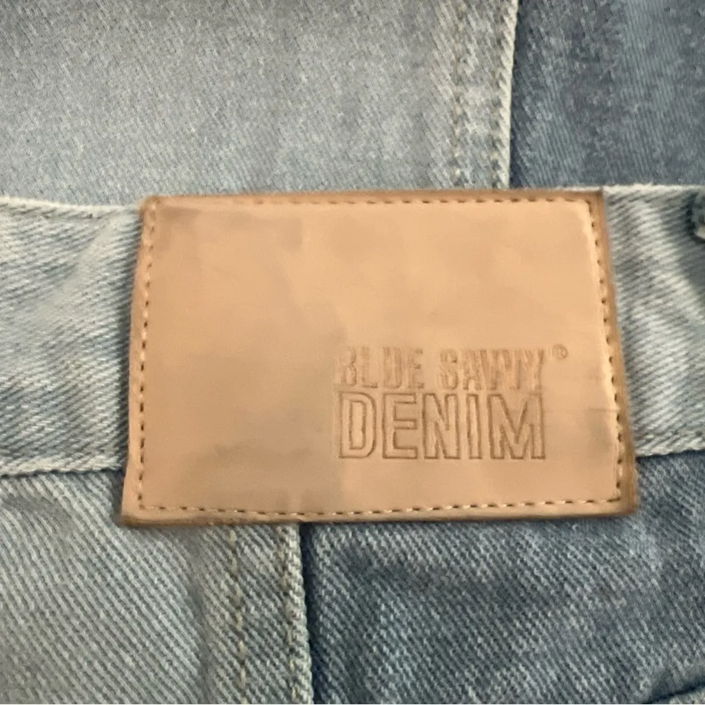 Blue Savvy Denim 2 Tone Jeans Jr Sz 9 Boho Retro 5 PCKTS Straight Leg Y2K 90s EC - Image 5