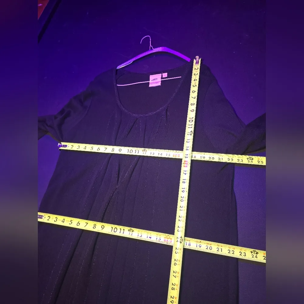 Nature Women's Solid Black Cotton Scoop Neck Long Sleeve Knee Length Dress XL - Image 11