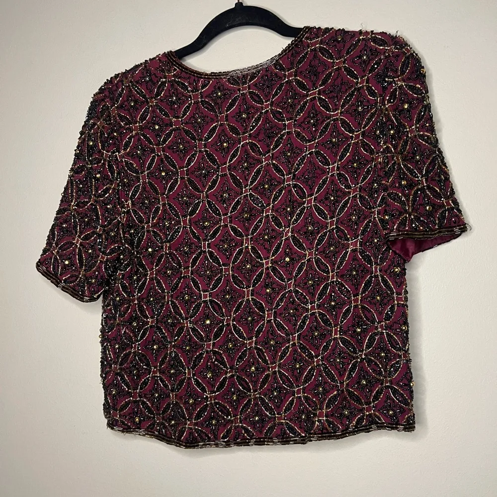 Vintage silk beaded short sleeve jacket Black - Image 14