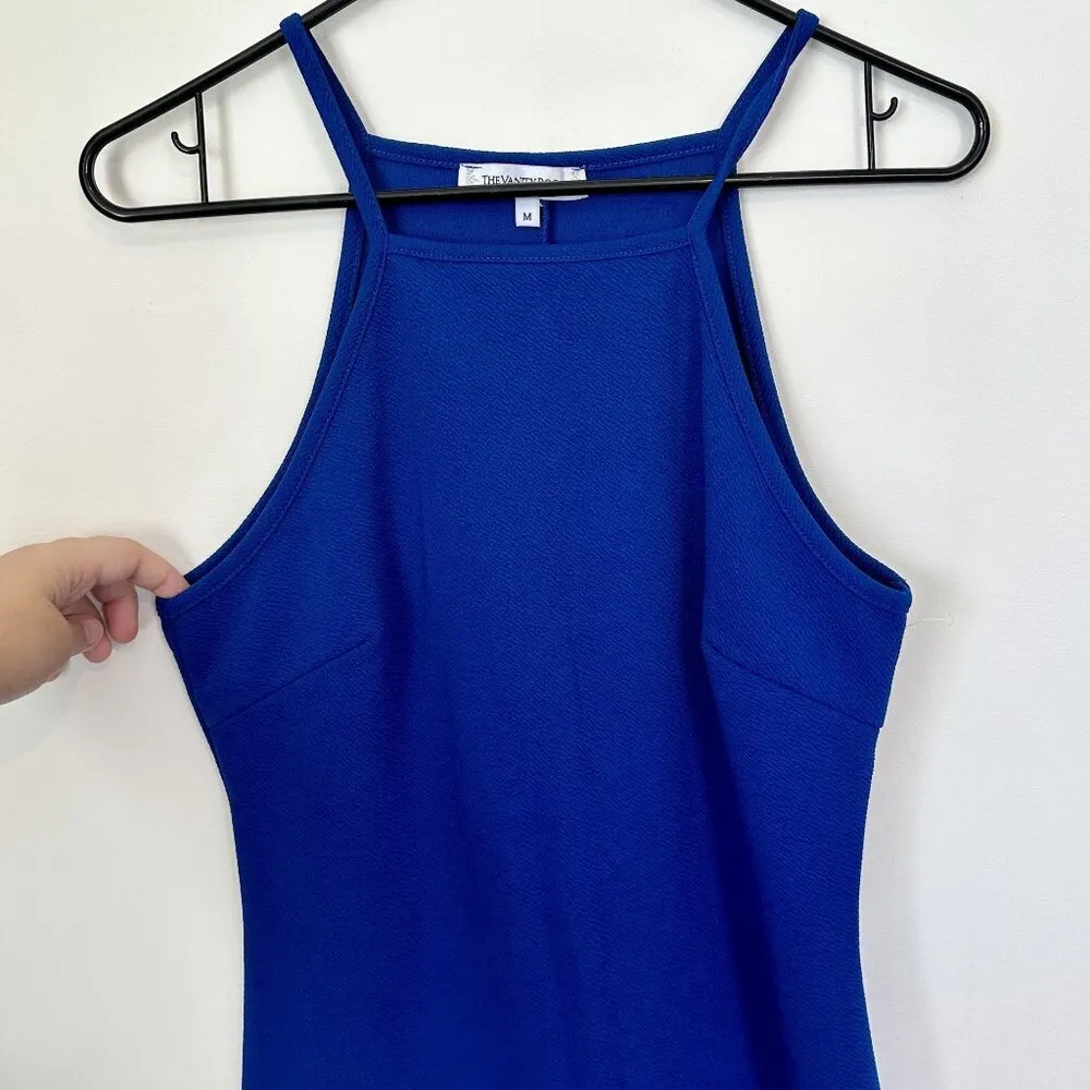 NEW The Vanity Room High Neck Tulip Hem Dress in Royal Blue - Size: Medium - Image 5