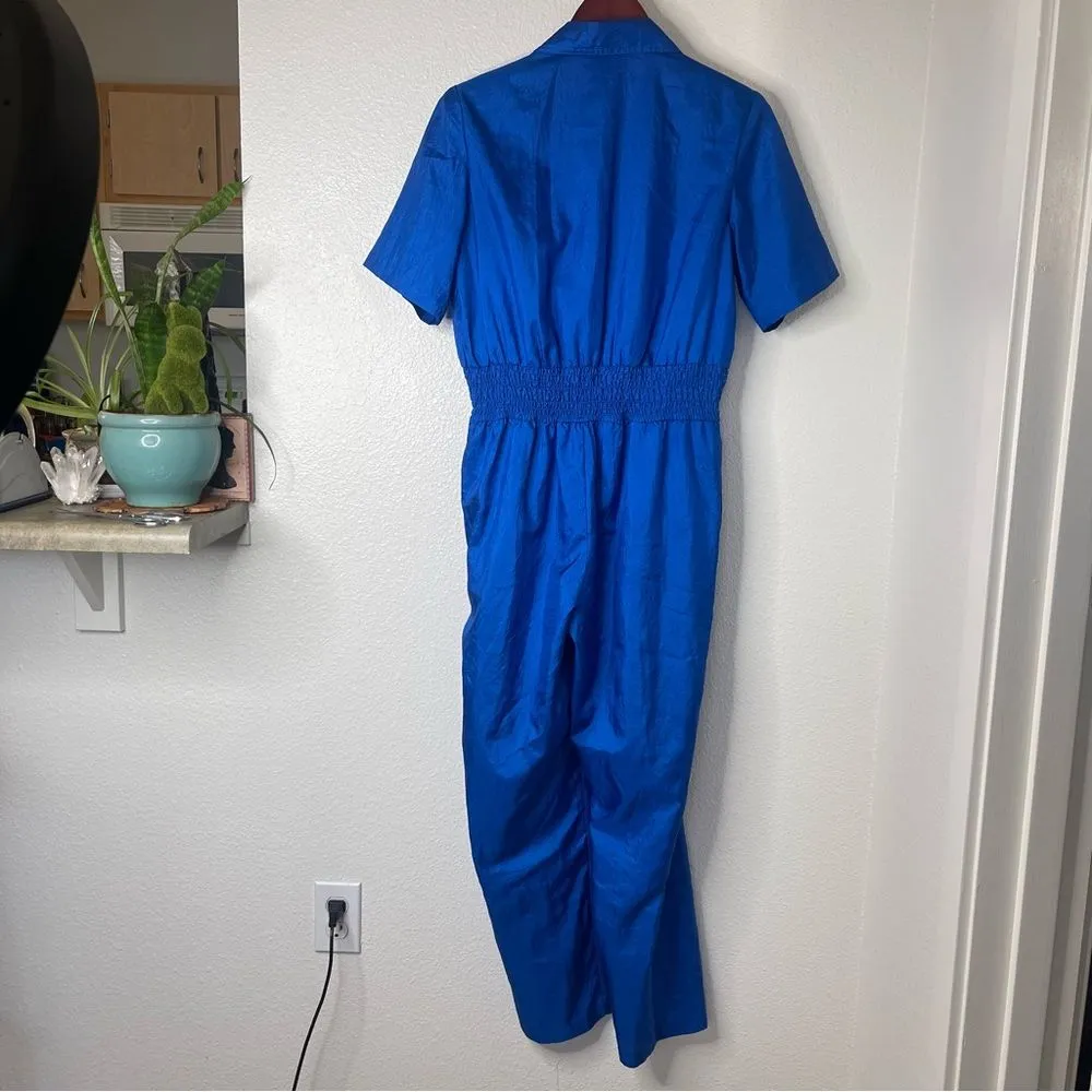 Vintage Laura & Jane Size Small Vibrant Blue 80s Jumpsuit - Image 8
