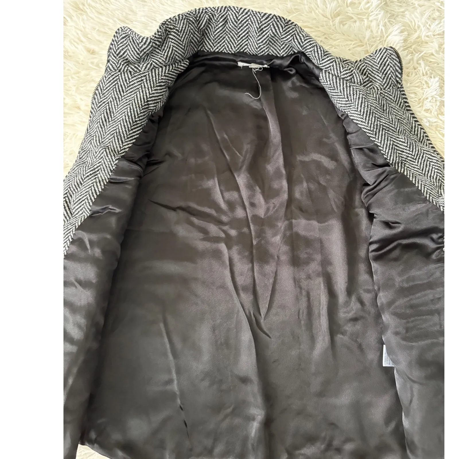 Herringbone Puffer Vest Quilted Lightweight Mock Neck Sleeveless‎ Jacket Black Size M - Image 5