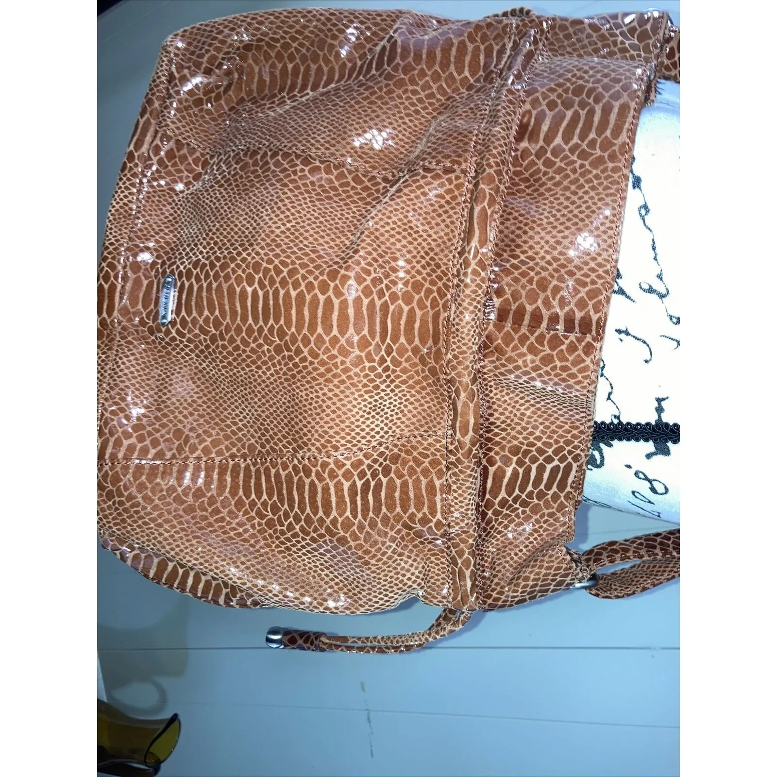 PERLINA Snake Print Brown Leather Shoulder Hobo Tote CrossBody Purse NWOTS - Image 8